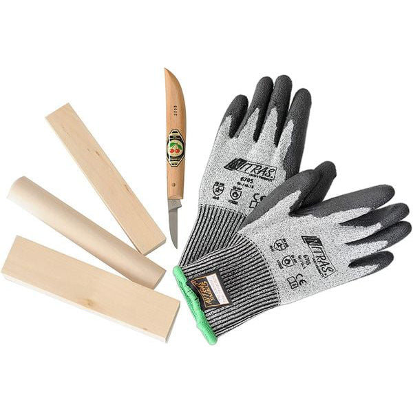 Corvus SCHNITZSET MESSER HANDSCHUH HOLZ – STEYBE FÜR KINDER