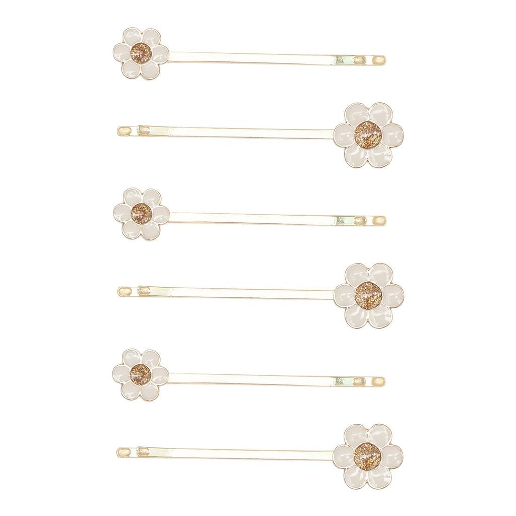 Haarspangen-Set Mit Blumen & Strass | 1 Spange + 2 Klammern + 2 Clips, Metall, Ca. 12 Cm