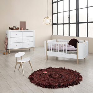 Oliver Furniture Wood Collection Mini+ inkl. Umbauteile Bett 68x122/162 cm, weiß/eiche