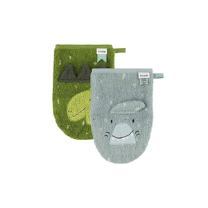 trixie Waschlappen 2er Set - Dino/Shark