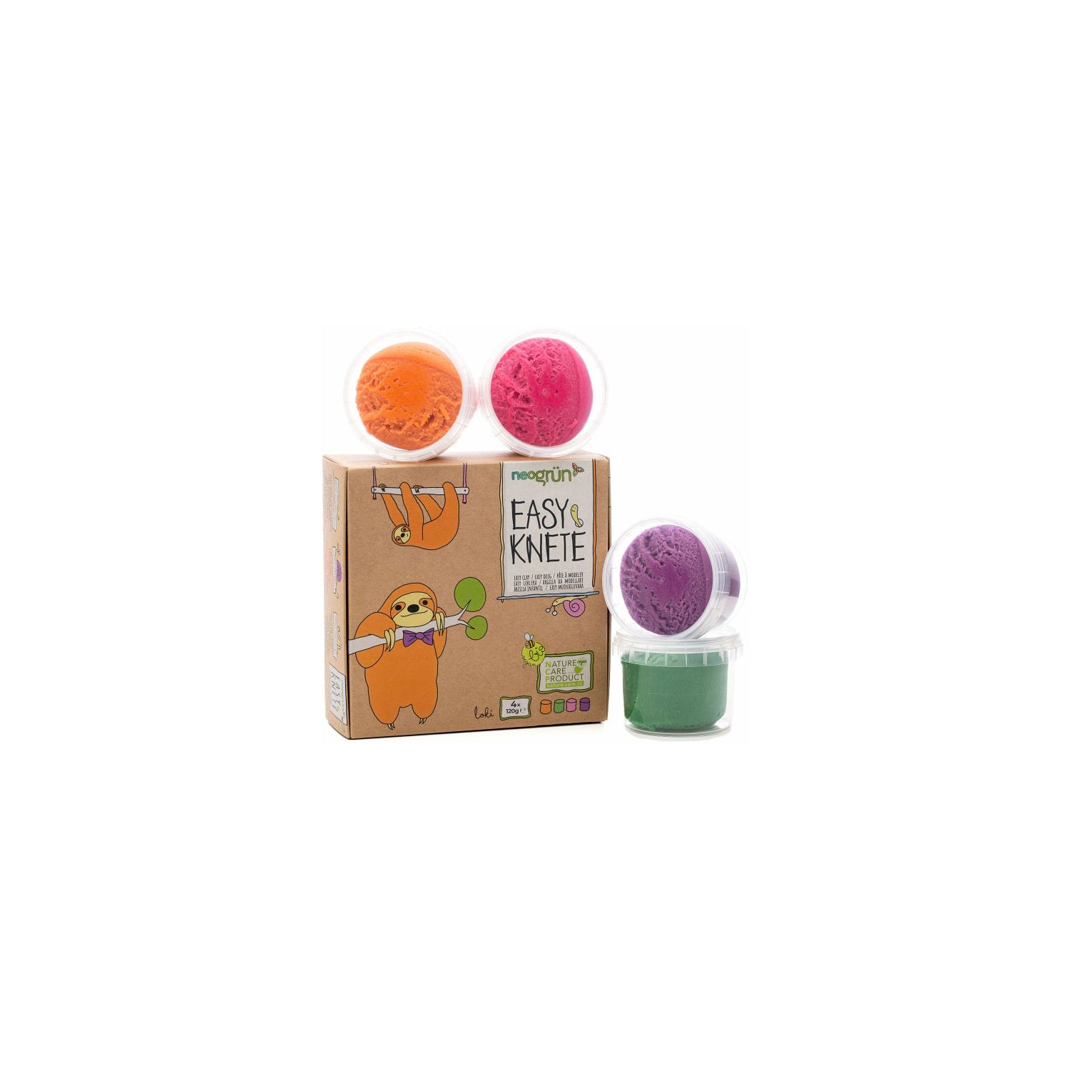 Easy Knete 4er Set Loki" orange, grün, pink, lil