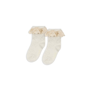 Konges Slojd Socken mit Rüschen beige