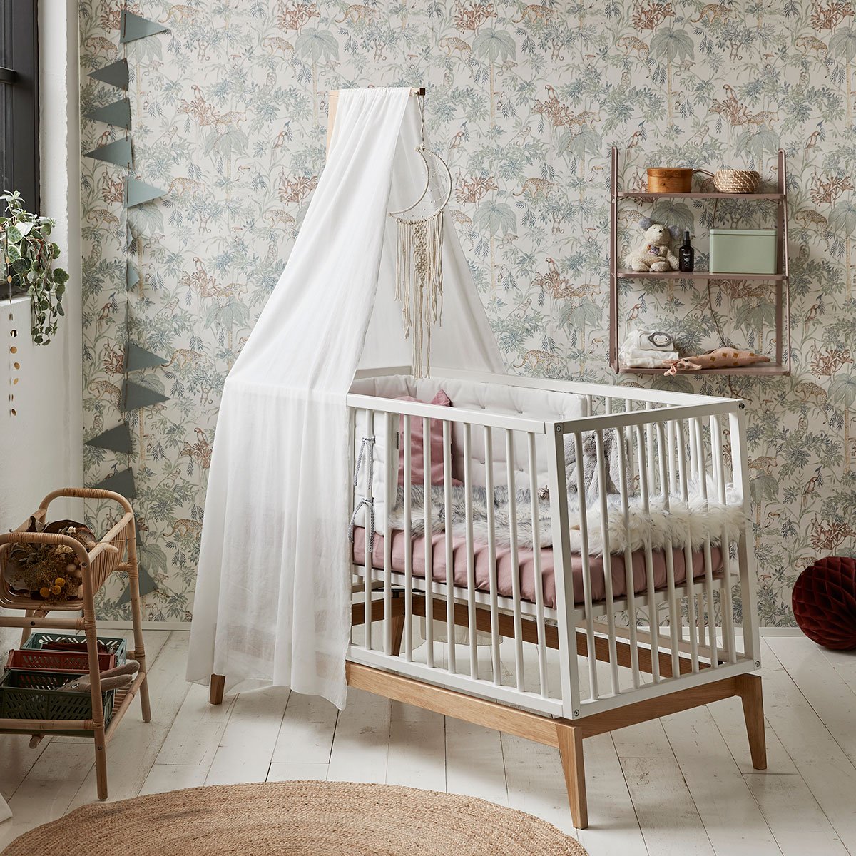 Leander Luna Babybett weiß/Eiche