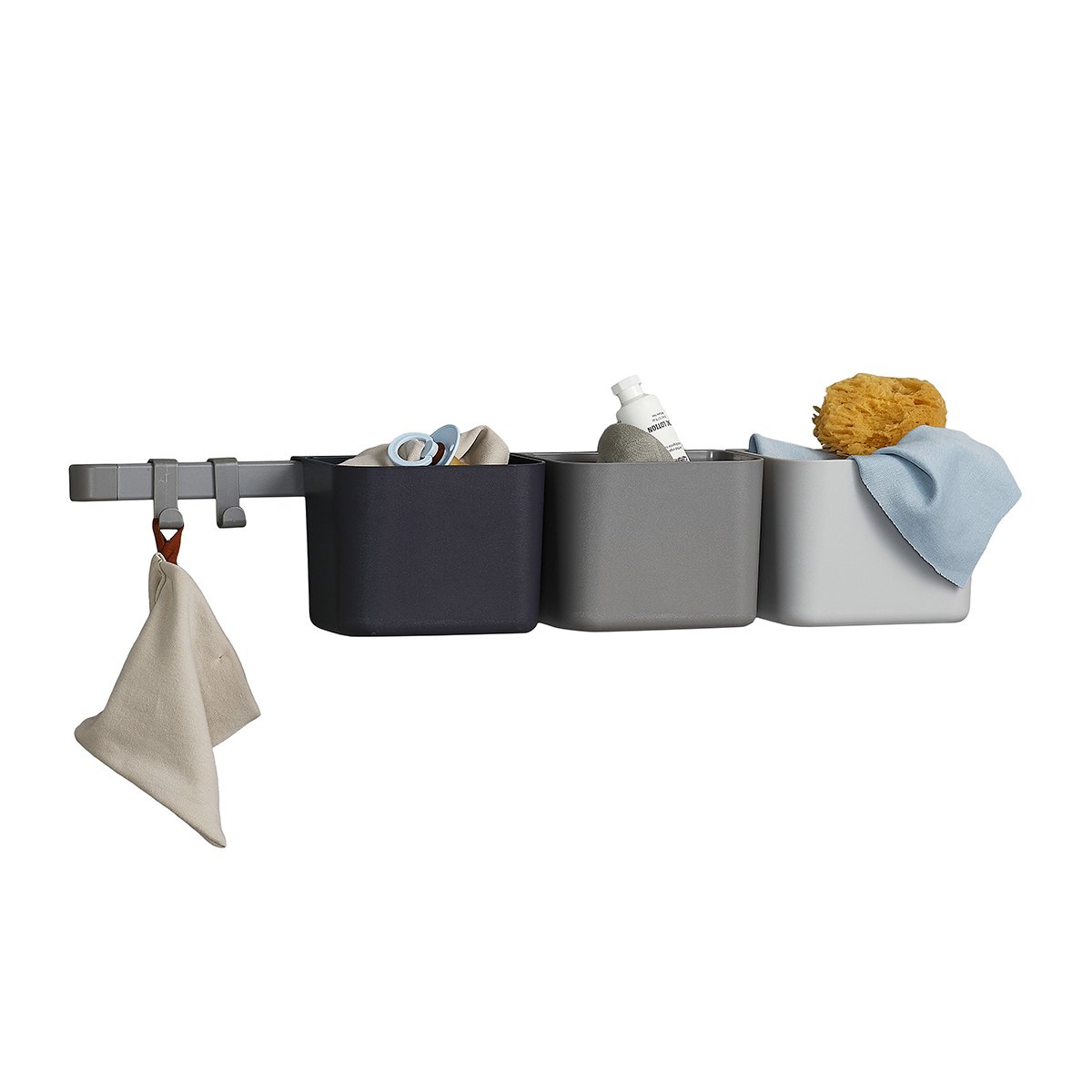 Leander Organisationselemente 3er Set + Schiene dusty grey
