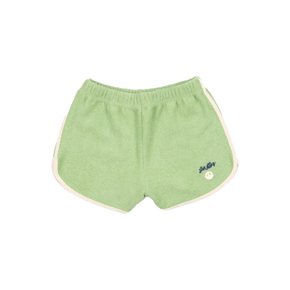 the new society Short Compton Matcha Green frottee