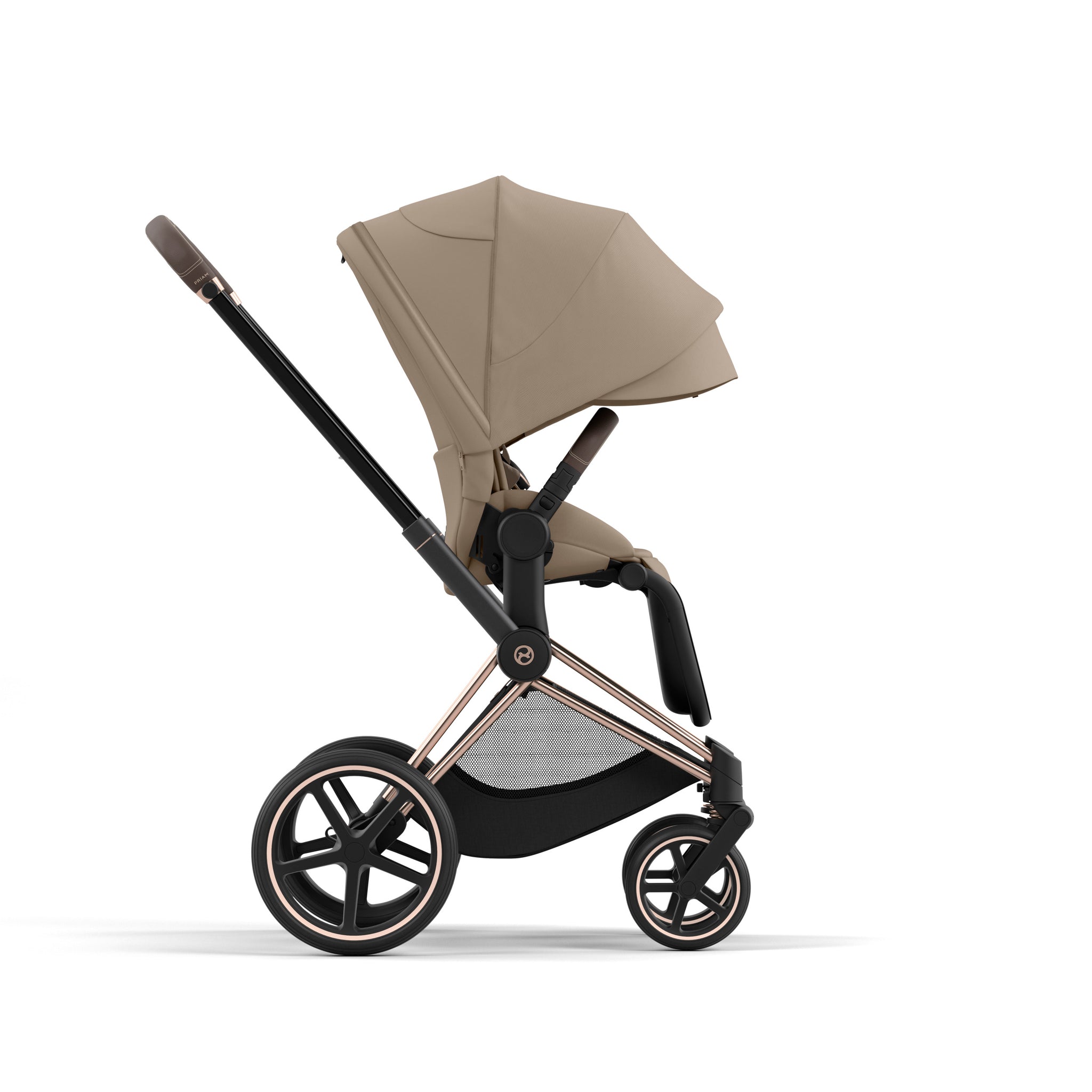 CYBEX Platinum Kinderwagen PRIAM rosegld, cozy beige (bestehend aus 1x Priam Rahmen rosegold,/ 1x  Priam / e-Priam Sitzpaket beige)