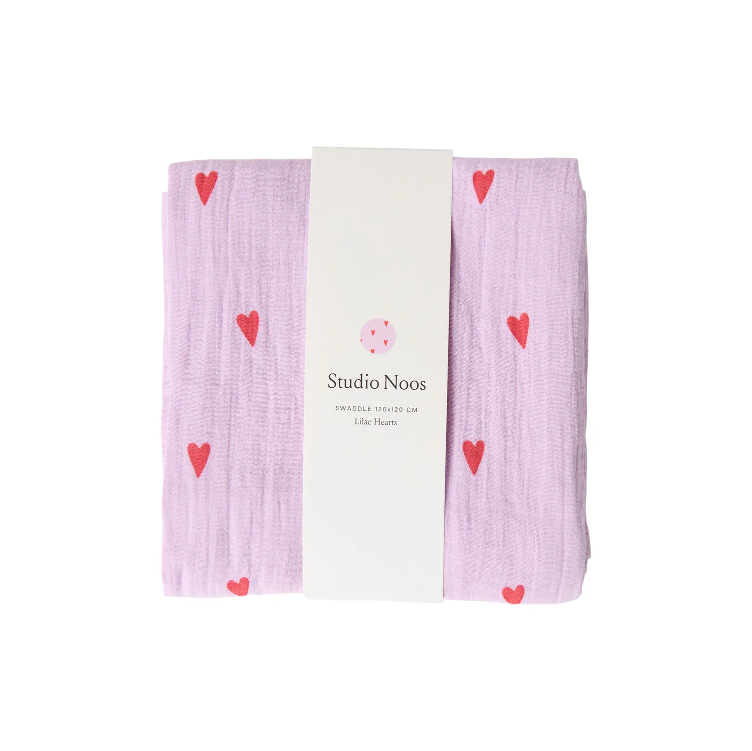 studio noos Lilac Hearts Swaddle | 120x120 cm