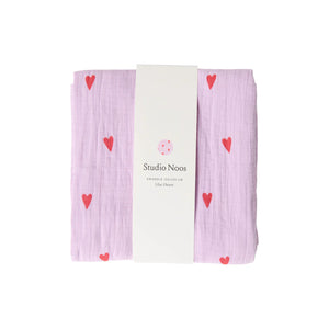 studio noos Lilac Hearts Swaddle | 120x120 cm