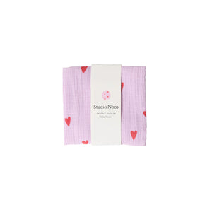 studio noos Lilac Hearts Swaddle | 70x70 cm