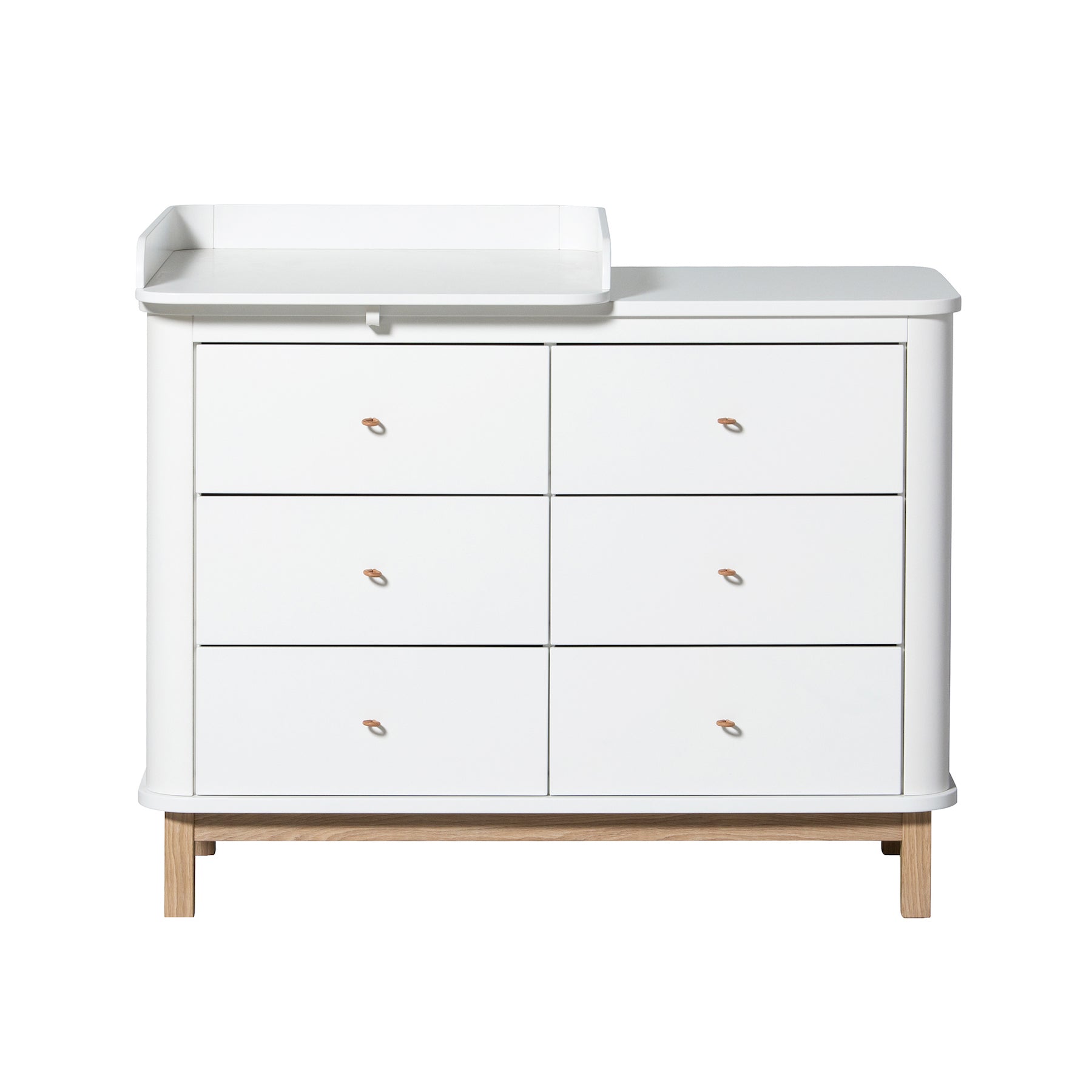Oliver Furniture Wood Collection Wickelkommode 6 Schubladen mit Wickelplatte klein , weiß/eiche