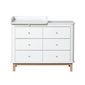 Oliver Furniture Wood Collection Wickelkommode 6 Schubladen mit Wickelplatte klein , weiß/eiche