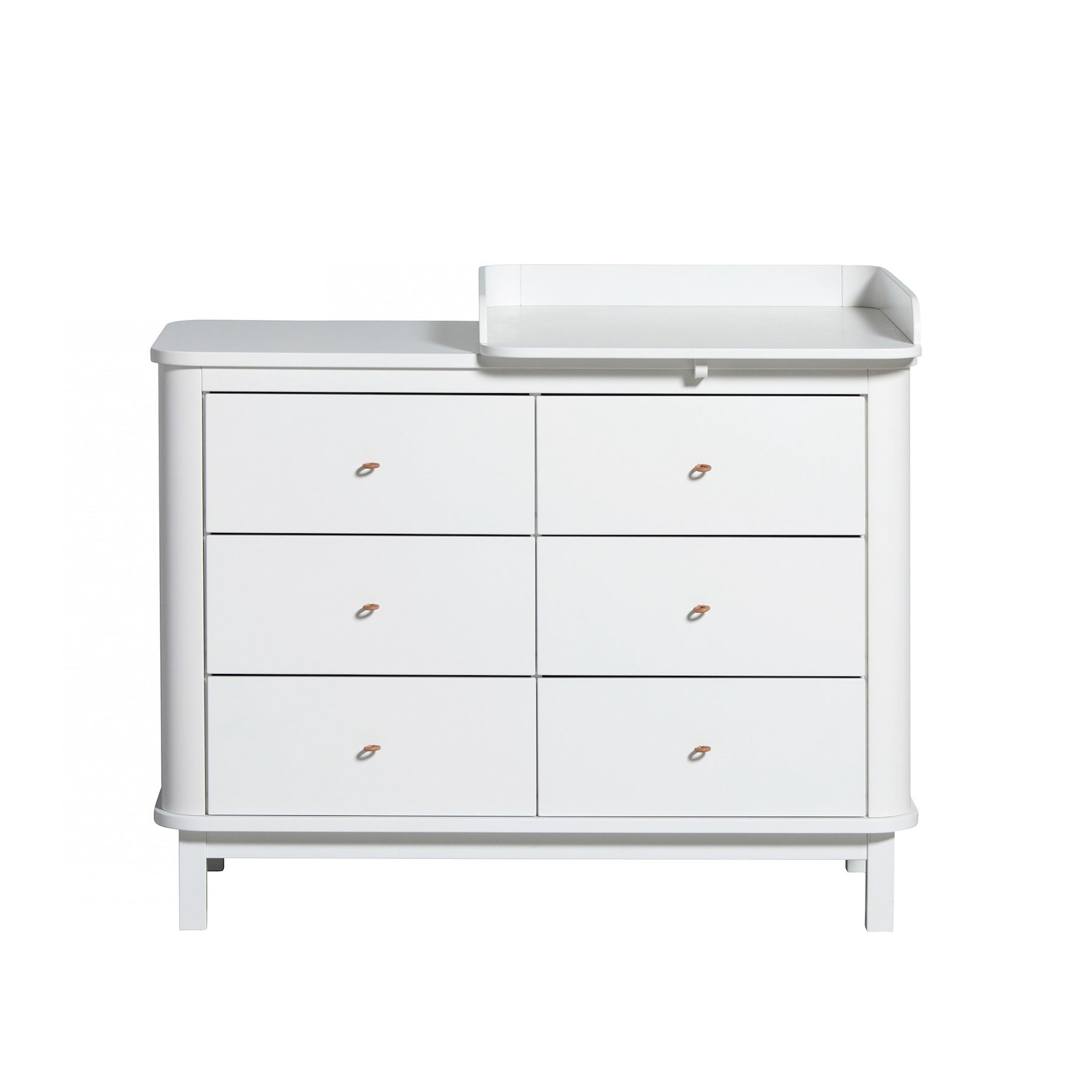 Oliver Furniture Wood Wickelkommode 6 Schubladen mit Wickelplatte klein, weiß