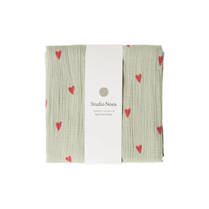 studio noos sage green Hearts Swaddle | 120x120 cm