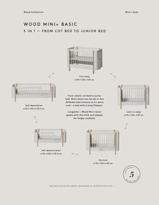 Oliver Furniture Wood Collection Mini+ inkl. Umbauteile Bett 68x122/162 cm, weiß/eiche