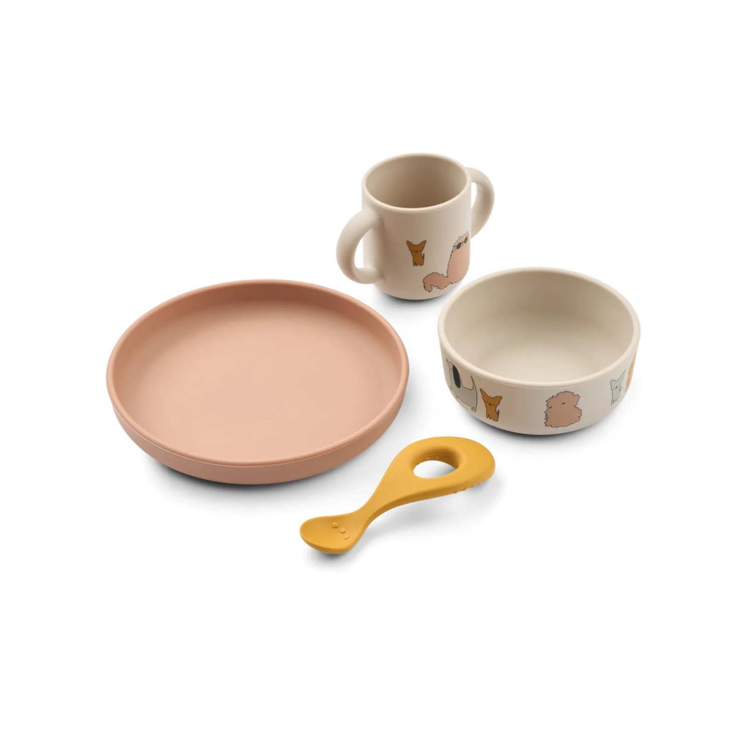 LIEWOOD VIVI SILIKON GESCHIRRSET CATS AND DOGS / SANDY