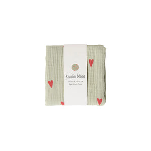 studio noos sage green Hearts Swaddle | 70x70 cm