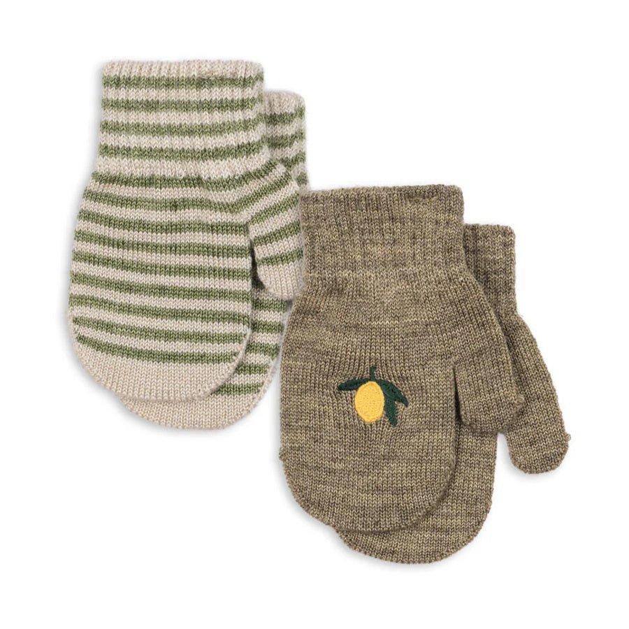 Konges Slojd  FILLA Fäustlinge LEMON/STRIPE 2 PACK