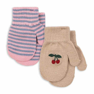 Konges Slojd  FILLA Fäustlinge CHERRY/STRIPE 2 PACK