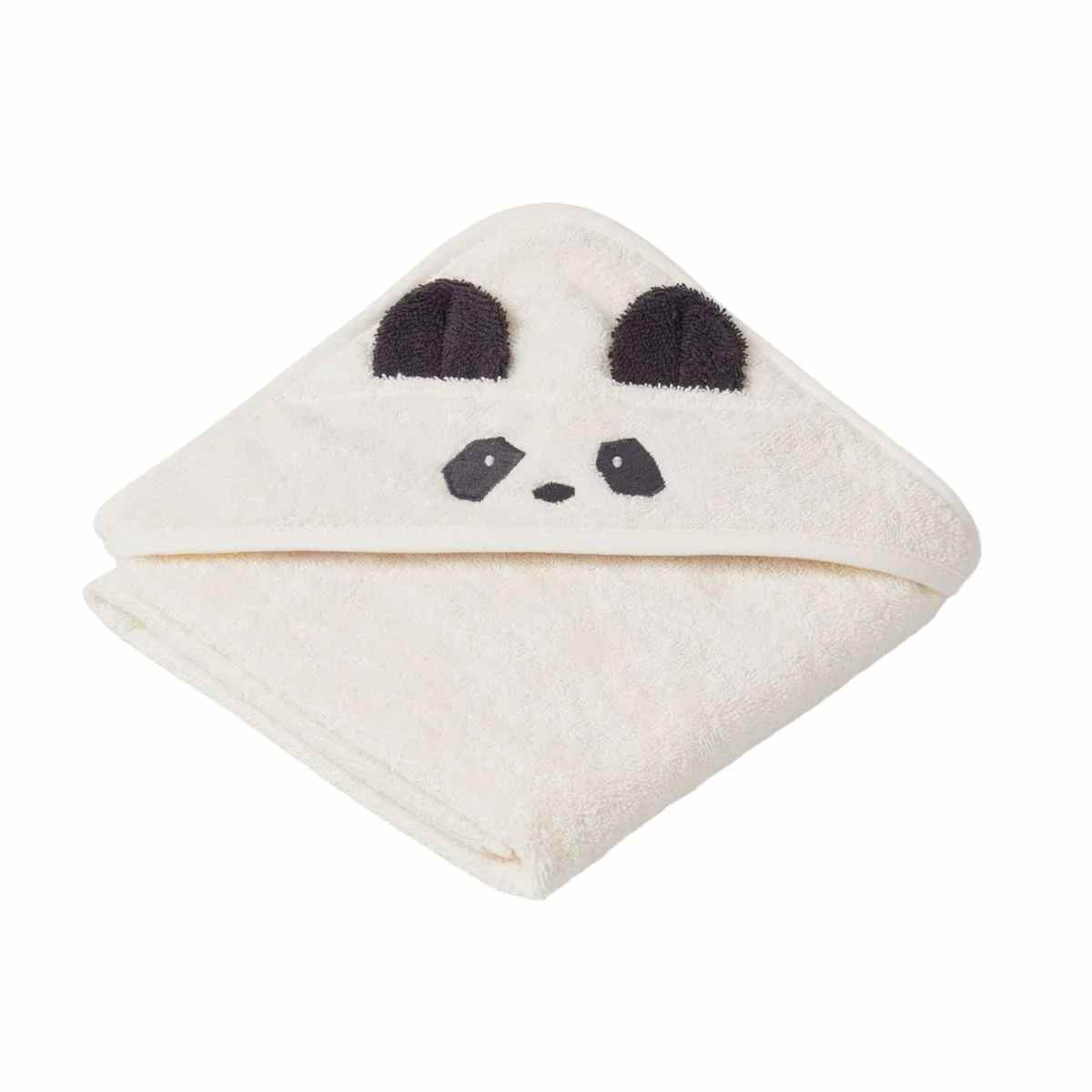 Liewood Babyhandtuch mit Kapuze albert panda creme