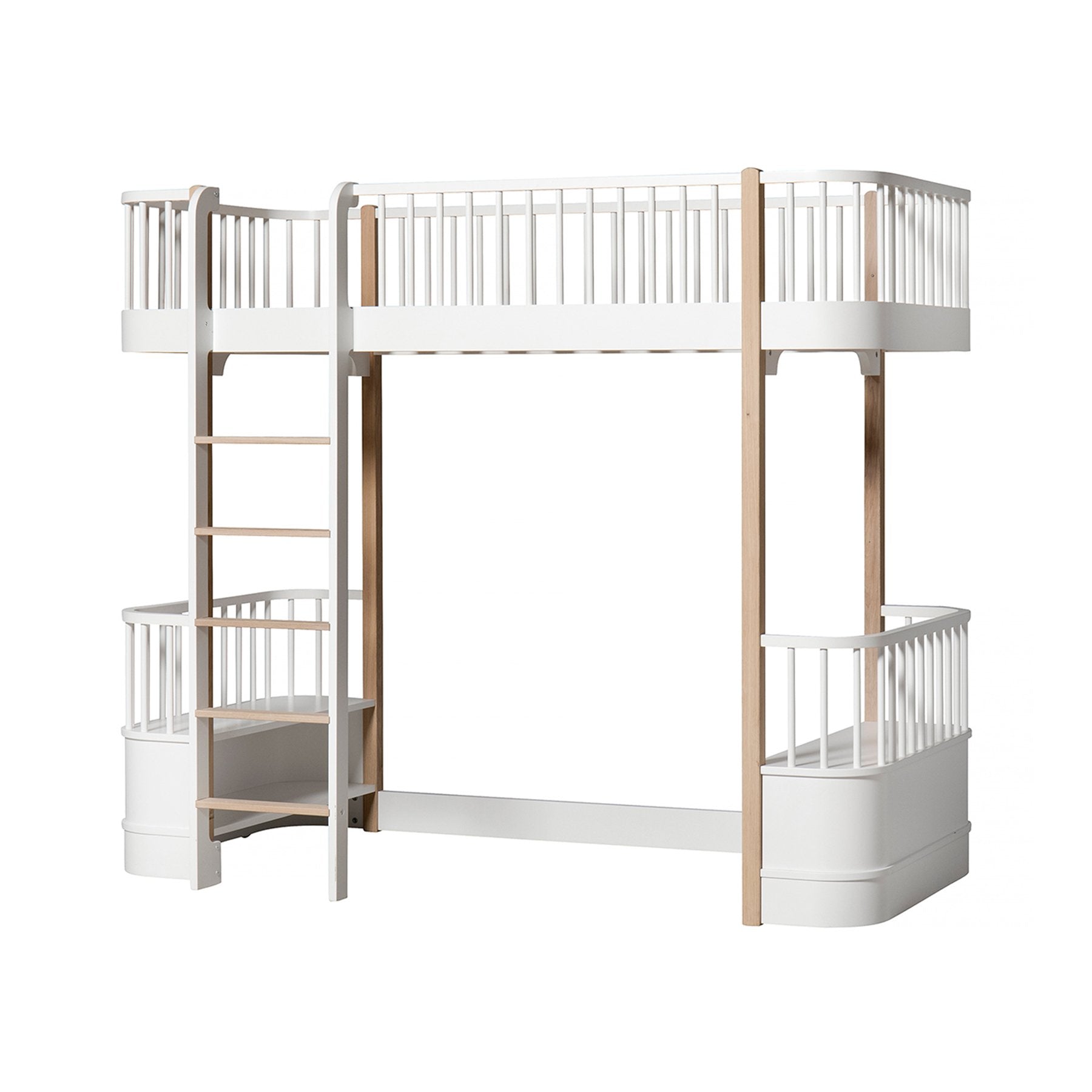 Oliver Furniture Wood Collection Hochbett weiß/eiche 90x200 cm, Leiter/Vorne