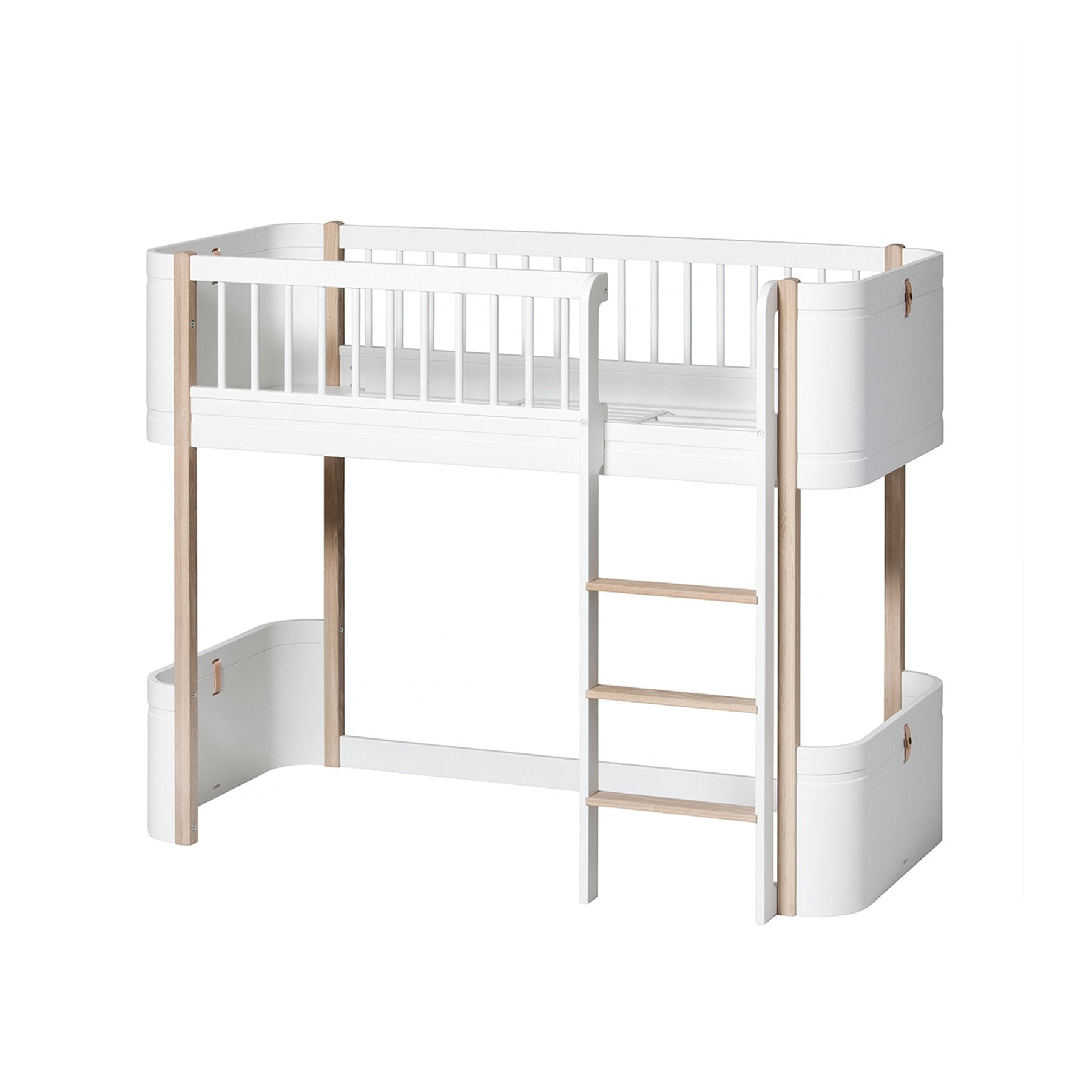 Oliver Furniture Wood Collection Mini+ halbhohes Hochbett, weiß/eiche