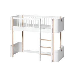 Oliver Furniture Wood Collection Mini+ halbhohes Hochbett, weiß/eiche