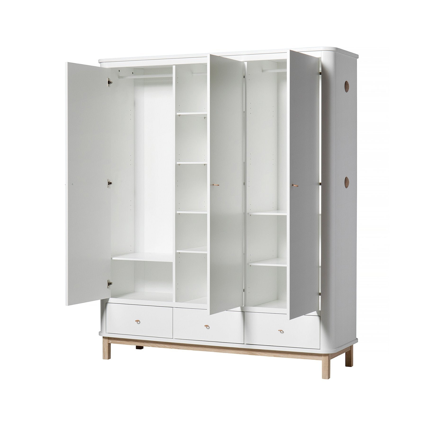 Oliver Furniture Wood Collection Kleiderschrank 3-türig, weiß/eiche