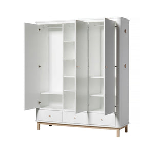 Oliver Furniture Wood Collection Kleiderschrank 3-türig, weiß/eiche