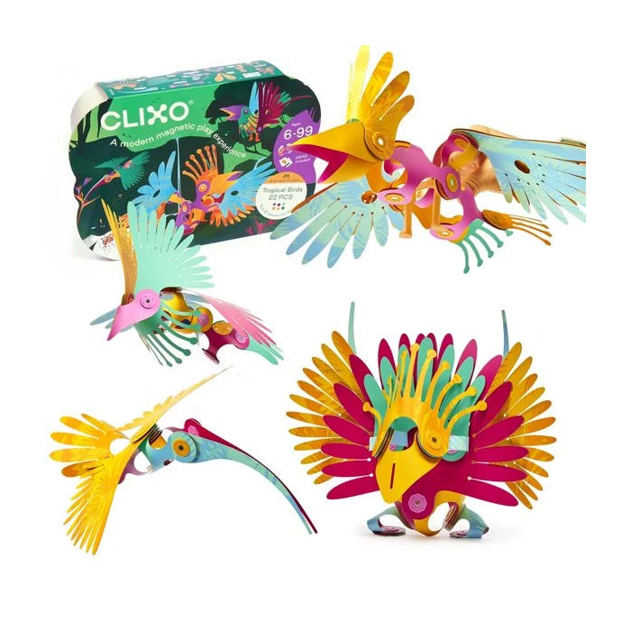 CLIXO Magnetspielzeug Pack – 22 TEILE tropical birds