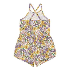 Hundred Pieces Organic Cotton Playsuit Weiß/Blumenmuster