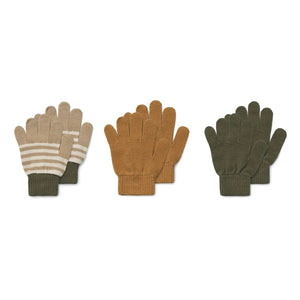 handschuhe liewood LIEWOOD GAMMA FINGERHANDSCHUHE 3ER-PACK GOLDEN CARAMEL MULTI MIX – STEYBE FÜR KINDER