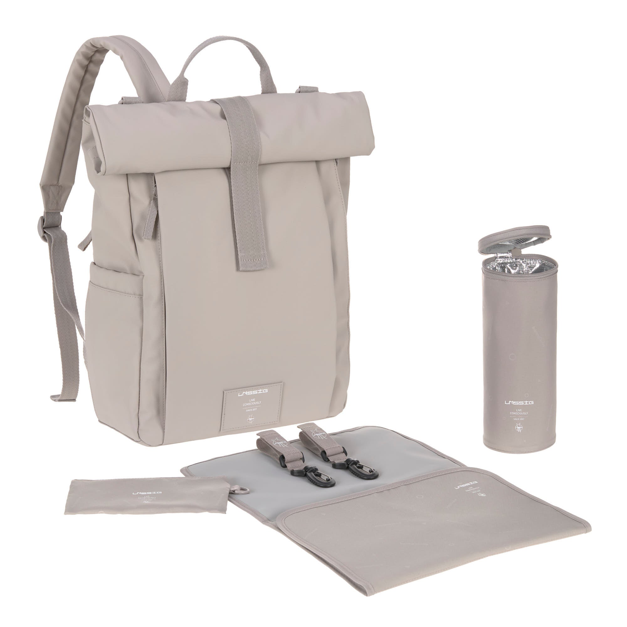 Lässig Wickelrucksack - Rolltop Up Backpack, taupe