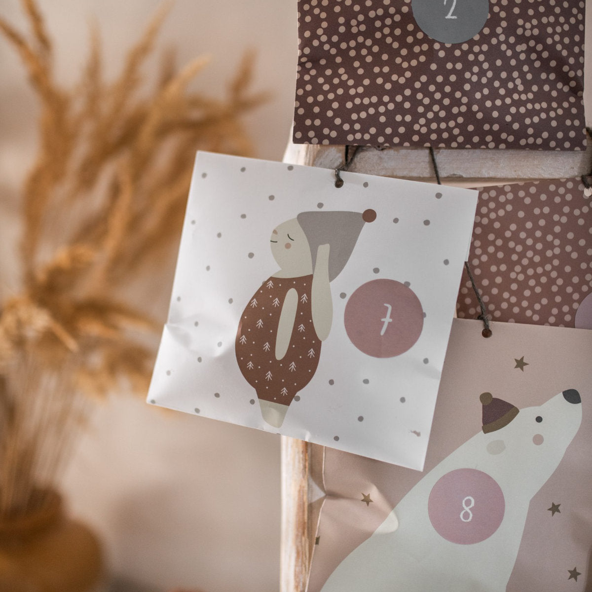 Ava&Yves Geschenk- und Adventskalendertütchen Set – Hase braun (Set mit 24 Tüten)