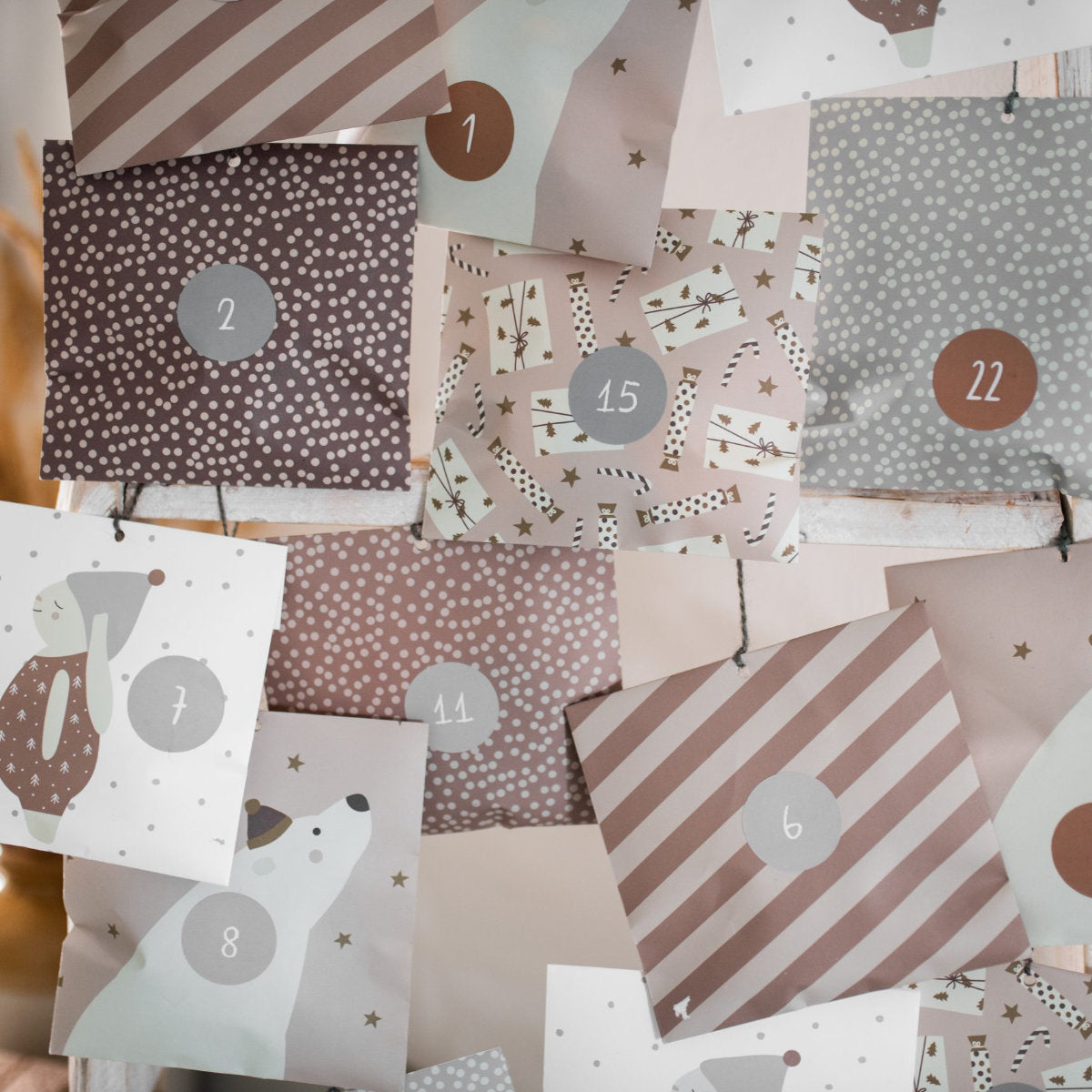 Ava&Yves Geschenk- und Adventskalendertütchen Set – Hase braun (Set mit 24 Tüten)