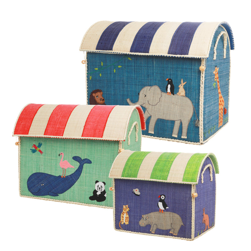 Rice Spielzeugkiste Korbbox Tiere L