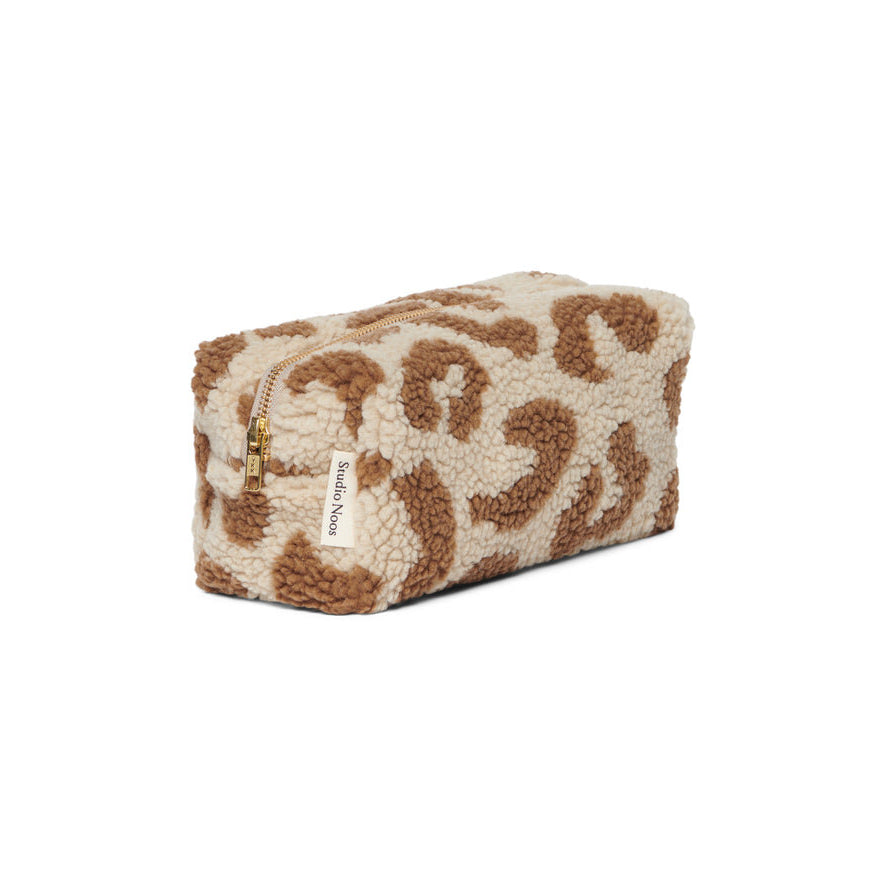 studio noos Beige Leoparden Teddy Kosmetiktasche