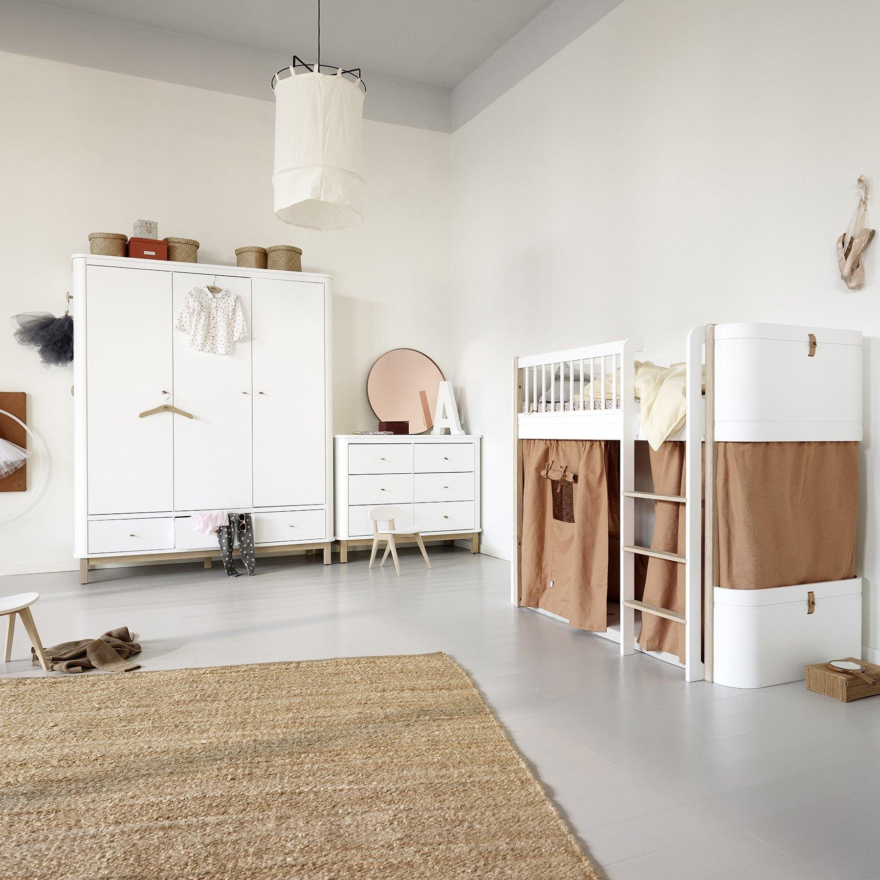Oliver Furniture Wood Collection Mini+ halbhohes Hochbett, weiß/eiche